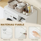 Meuble machine à laver, armoire machine a laver et sèche-linge avec 2 compartiments ouverts, 96 x 60 x 90,5 cm, blanc-4