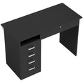 Bureau moderne avec 5 tiroirs, grand plateau, 1 compartiment ouvert, tiroir verrouillable, 110 x 50 x 76cm, noir-0