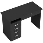 Bureau moderne avec 5 tiroirs, grand plateau, 1 compartiment ouvert, tiroir verrouillable, 110 x 50 x 76cm, noir-0