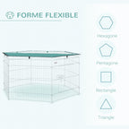 Parc pour chien, enclos chien 6 panneaux avec toit, modulable et pliable, enclos portable 60H cm avec porte, clôture pour chat, chiens de petit taille, intérieur et extérieur, argent, vert-3