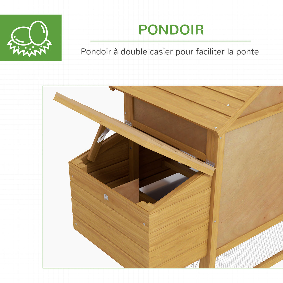 Petit poulailler cottage cage à poules sur pied dim. 151L x 54l x 87H cm multi-équipement bois massif de sapin-5