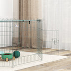 Parc pour chien, enclos chien 8 panneaux avec toit, modulable et pliable, enclos portable 60H cm avec porte argent vert-9