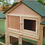 Clapier cage à lapins rongeurs XXL clapier nain 2 étages toit bitumé intégral tiroir déjection 210L x 45,5l x 84,5H cm bois massif pin pré-huilé-7