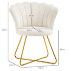 Fauteuil coquillage chaise coiffeuse fauteuil en velours fauteuil de salon avec pieds en acier 69 x 64 x 80 cm crème-2