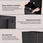 Poubelle cuisine 50L, poubelle à pédale, seau intérieur amovible, couvercle à fermeture douce, 41,7x36,6x62cm, noir-6