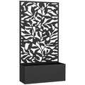 Jardinière avec treillis bac à fleurs rectangulaire grande taille panneau d'intimité métal 61 x 23 x 113 cm noir-0