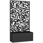 Jardinière avec treillis bac à fleurs rectangulaire grande taille panneau d'intimité métal 61 x 23 x 113 cm noir-0