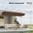 Toile de toit pour pergola tonnelle rétractable de 4 x 3 m - toile uniquement 350 x 260 cm café-8