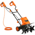 Motobineuse Électrique Motoculteur 1500W 6 Lames 65Mn Largeur 40cm Profondeur 20cm Pliable et Étanche IPX4 Orange-0