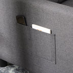 Fauteuil convertible 1 place 3 en 1 dossier réglable en 3 positions oreiller inclus 2 poches latérales 69x82x85cm gris-7