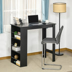 Table de bar table haute de cuisine mange-debout comptoir - dim. 112L x 57l x 106H cm - 3 étagères - noir-9