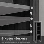 Armoire de Rangement sur Pieds buffet cuisine avec 2 étagères réglables 120H cm noir-4