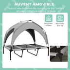 Lit pour chien chat sur pieds grand confort velum anti-UV oxford sac de transport inclus106 x 76 x 94 cm gris-4