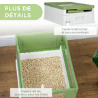 Maison de toilette pour chat pliable double porte battante et supérieure pelle fourni 47,5 x 35,5 x 36,7 cm vert avocat-6