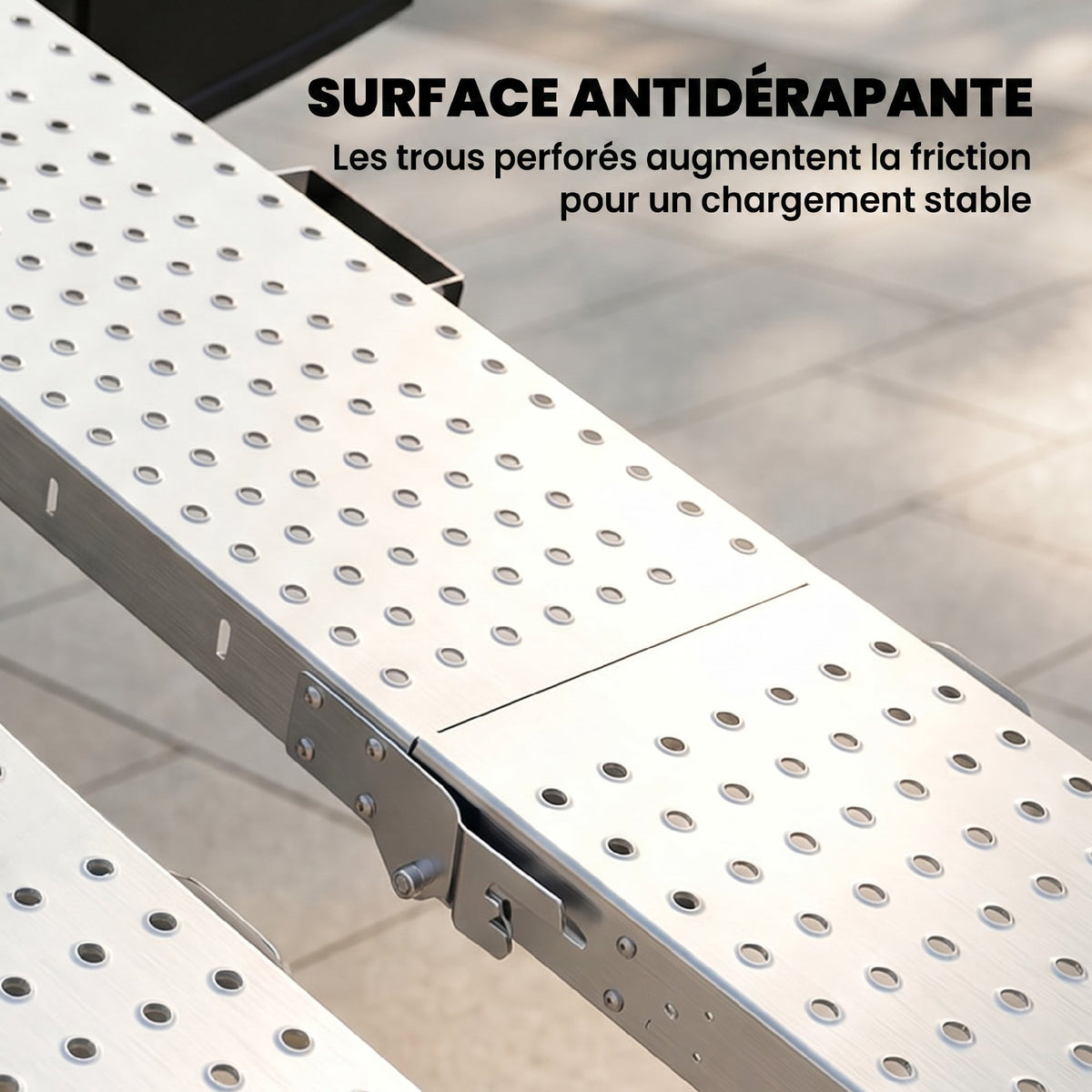 Lot de 2 Rampes de Chargement Pliantes avec Poignées et Surface Antidérapante, Charge Max. 400 kg, 180 x 25,5 cm, Argent-6