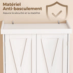 Buffet Haut Cuisine, Armoire de Cuisine avec 4 Portes, Tiroir et Étagères Réglables, Style Rustique, 62x38x173cm, Blanc-5