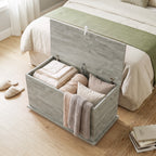 Coffre de Rangement, Banc de Rangement avec Couvercle Rabattable et Charnières de Sécurité, 80 x 40 x 45 cm, Gris-7