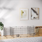Enclos parc modulable pour petits animaux lapins rongeurs chiots 18 panneaux en fil d'acier 2 portes 175 x 70 x 45 noir-9