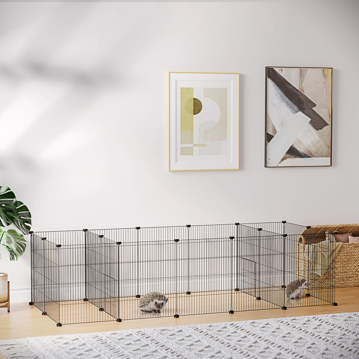 Enclos parc modulable pour petits animaux lapins rongeurs chiots 18 panneaux en fil d'acier 2 portes 175 x 70 x 45 noir-9