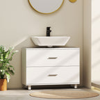 Meuble sous lavabo, meuble de salle de bain avec 2 tiroirs, style moderne, 80 x 30 x 60 cm, blanc-9