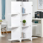 Paravent Intérieur en Bois 4 Panneaux 160 x 170 cm, Séparateur de Pièce Pliable avec 3 Étagères, Cloison de Séparation pour Salon, Chambre à Coucher, Maison, Blanc-9