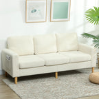 Canapé 3 places en velours côtelé, canapé avec coussins à ressorts et assise rembourré, 192x80x84,5cm, beige-9