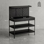 Établi d'Atelier, Charge Max. 272 kg, 122x61x156 cm, Panneau Perforé, 2 Tiroirs et 2 Étagères Réglables, Noir-2