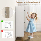 Meuble à chaussures 16 paires, armoire à chaussures avec 2 tiroirs rabattables, étagères réglables, 80x24x101cm, blanc-7