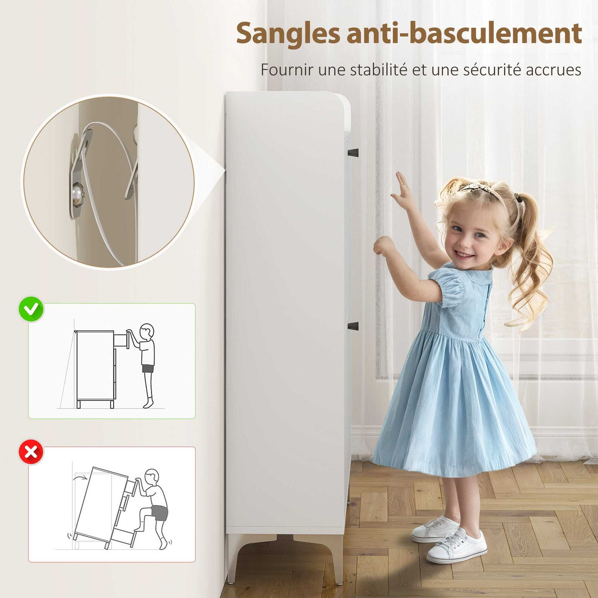 Meuble à chaussures 16 paires, armoire à chaussures avec 2 tiroirs rabattables, étagères réglables, 80x24x101cm, blanc-7