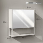 Armoire murale salle de bain avec miroir, meuble salle de bain, 2 portes miroir, étagère ouverte 60 x 16 x 60 cm blanc-2