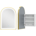 Armoire murale salle de bain avec miroir et éclairage LED, porte arquée, anti-buée, 50x14,5x70cm, doré-0