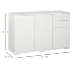 Buffet meuble de rangement 2 tiroirs coulissants 3 portes étagère réglable panneaux de particules 117 x 36 x 74 cm blanc-2