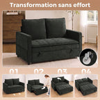 Canapé Convertible 2 Places, Canapé-Lit Clic-Clac 130 cm, Dossier Réglable, Poches Latérales, Gris Foncé-3