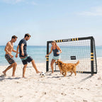 But de Football avec Mousse de Protection, 6 Piquets de Sol et Filet en PE, 240x85x160cm, Jaune-7
