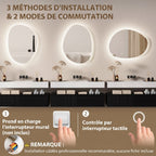 Miroir de Salle de Bain Asymétrique LED 70 x 50 cm - 3 couleurs, anti-buée, montage mural avec interrupteur tactile-6