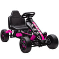 Kart à pédales pour enfants, karting enfant 3 à 6 ans avec roue libre, frein, roues EVA antidérapantes, rose-0