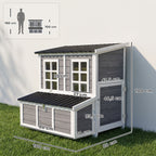 Poulailler en bois XL avec nichoir 3 compartiments tiroir amovible toit imperméable porte-rampe 100x86x100cm gris-2
