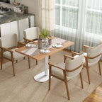 Table à manger rectangulaire pour 6 personnes, 120 x 70 x 75 cm, table de cuisine piétement et plateau épais chêne blanc-1