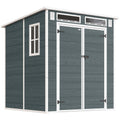 Abri de Jardin en Résine Cabanon de Rangement Double Porte 3 Fenêtres et 2 Aérations Anti-UV avec Plancher 3,3 m² Gris-0