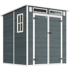 Abri de Jardin en Résine Cabanon de Rangement Double Porte 3 Fenêtres et 2 Aérations Anti-UV avec Plancher 3,3 m² Gris-0