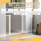 Lot de 2 barrières de sécurité pour chien animaux sans perçage avec fermeture automatique largeur 76-103 cm blanc-5