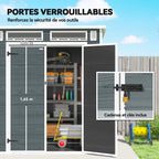 Abri de Jardin en Résine Cabanon de Rangement Double Porte 3 Fenêtres et 2 Aérations Anti-UV avec Plancher 3,3 m² Gris-5