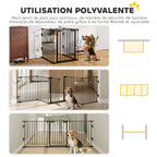 Barrière de sécurité parc enclos chien modulable pliable porte intégrée 300L max. x 74,5H cm métal PP noir-3