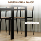 Ensemble table à manger 5 pièces avec 4 chaises lateau MDF coloris bois de chêne châssis métal noir-6