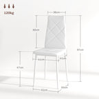Lot de 2 chaises de salle à manger avec dossier haut, revêtement synthétique et pieds en acier, blanc-2