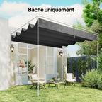 Toile de Toit pour pergola Bâche pour Pergola rétractable de 4 x 3 m, Toile Uniquement 392 x 350 cm, Gris foncé-6