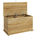 Coffre de Rangement, Banc de Rangement avec Couvercle Rabattable et Charnières de Sécurité, 80 x 40 x 45 cm, Naturel-0