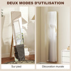 Miroir sur Pied et Mural rectangulaire dim. 37L x 43l x 156H cm bois naturel-4