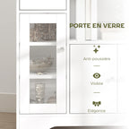 Buffet de cuisine moderne avec porte en verre, tiroir, grande niche et étagères réglables 80 x 30 x 82 cm blanc-5