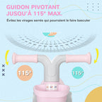 Draisienne vélo Enfant 4 roues selle réglable, guidon ergonomique alliage alu. PP, enfant 1 à 3 ans - Gris Blanc Rose-3
